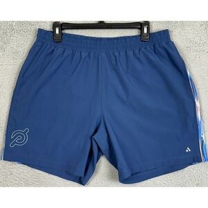 Solfire Peloton Shorts Mens Large Blue Lined Athletic Running Stretch Waist Logo